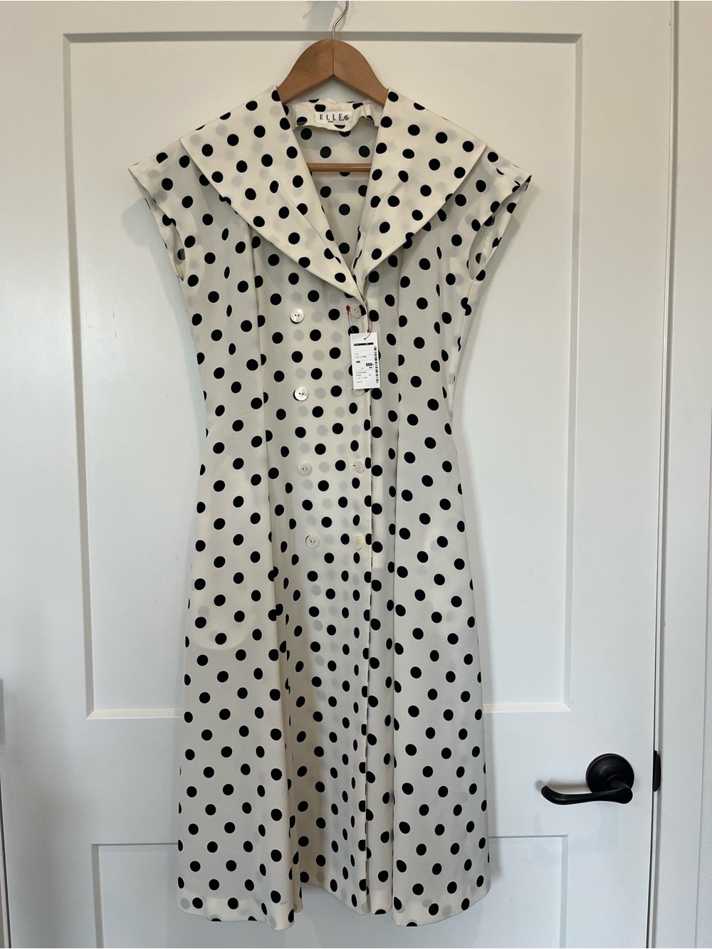 NWT white black poke dotes A line
Preppy nautical 50s sailor collars midi dress